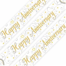 Happy Anniversary Hearts Foil Banner