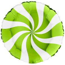 Lime Green Candy Swirl 18" Round Foil Balloon