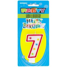 Number 7 Glitter Birthday Candle with Decoration