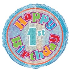 Happy Birthday Prism 1st 18" Foil Balloon