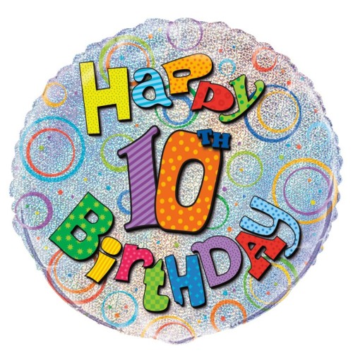 Happy Birthday Prism 10th 18" Foil Balloon