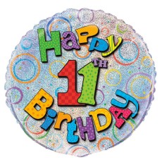 Happy Birthday Prism 11th 18" Foil Balloon