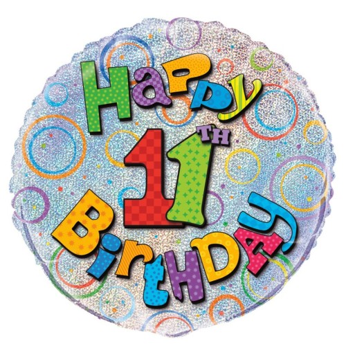 Happy Birthday Prism 11th 18" Foil Balloon