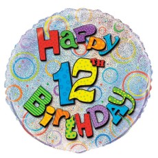 Happy Birthday Prism 12th 18" Foil Balloon