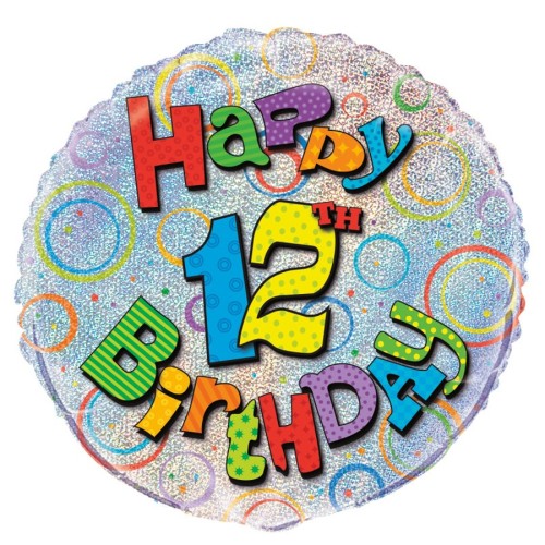 Happy Birthday Prism 12th 18" Foil Balloon