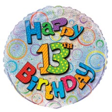 Happy Birthday Prism 13th 18" Foil Balloon