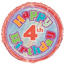 Happy Birthday Prism 4th 18" Foil Balloon