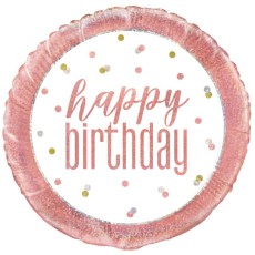 Rose Gold Glitz Happy Birthday Round 18" Foil Balloon