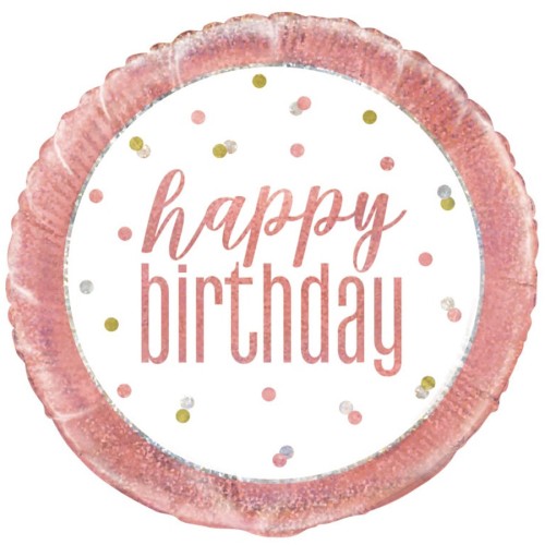 Rose Gold Glitz Happy Birthday Round 18" Foil Balloon