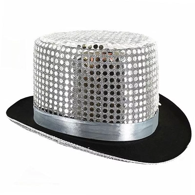 Buy Sequin Top Hat Silver Party Chest