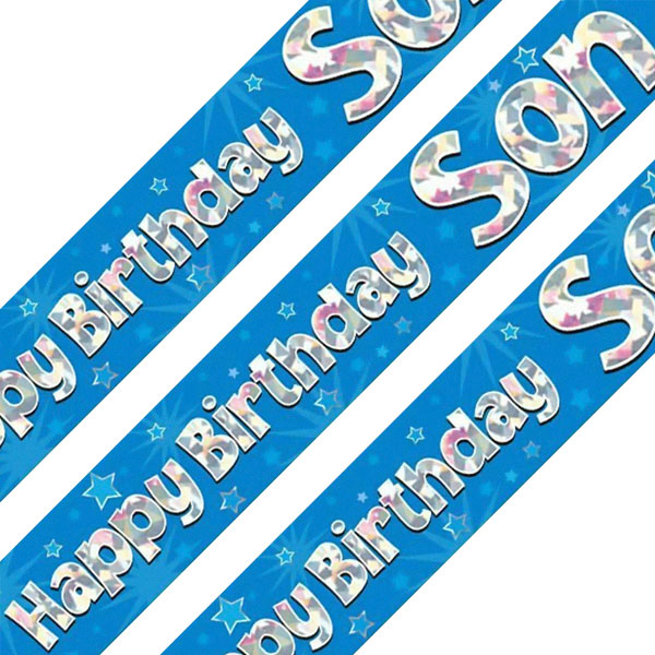 Buy Happy Birthday Son Blue Holographic Banner | Party Chest