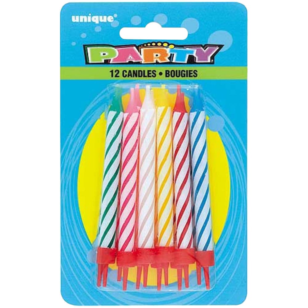 Buy Traditional Striped Candles (12 Pack) | Party Chest