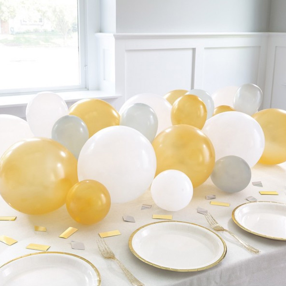 Buy Silver White & Gold Balloon Table Centrepiece Kit | Party Chest