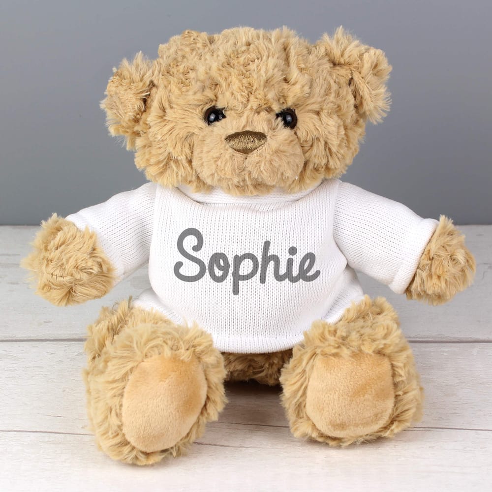 Personalised Name Teddy Bear Grey